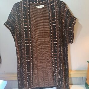 Chris Triola 0pen Sweater Vest  Womens Multi Color Brown Abstract Size 1 One